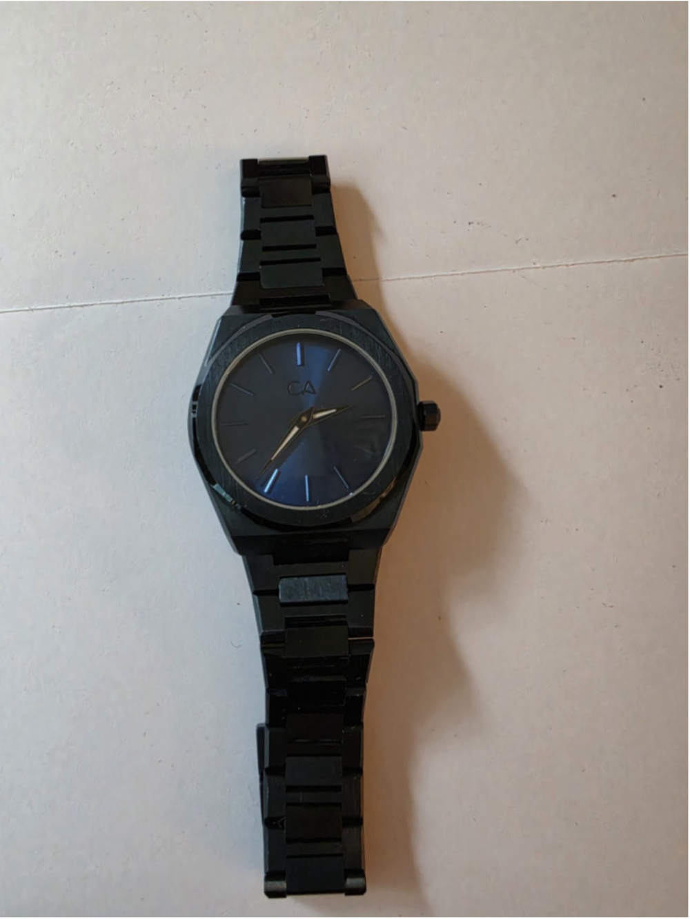 California Watch Co. Hollywood 32 Deep Blue Wristwatch Black Links Needs Battery